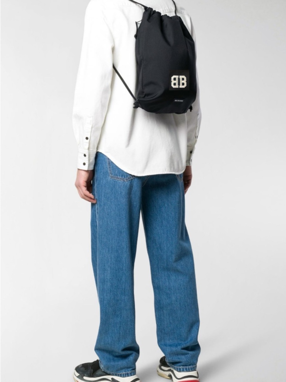 Balenciaga Black Dust bag Drawstring Backpack with BB Logo